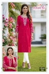 Khushi By Aanchi Roman Silk Embroidery Work Kurtis